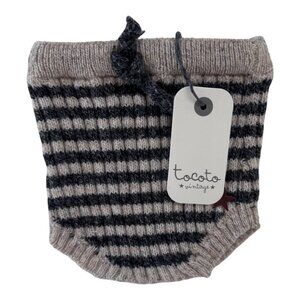 TOCOTO VINTAGE - KNITTED STRIPED BLOOMER - GREY/BEIGE - 41% WOOL - UNISEX - NWT